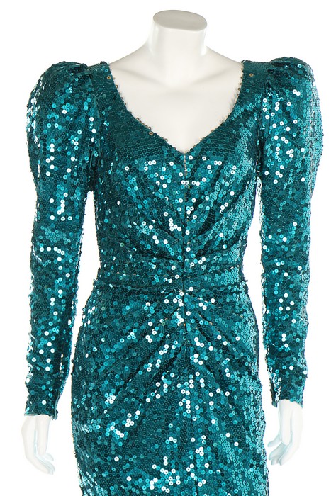 Princess Diana's Catherine Walker sea-green sequined evening gown, - Image 4 of 16