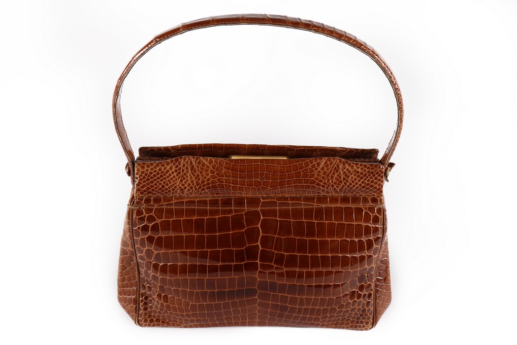 The Duchess of Windsor's brown alligator handbag, probably Ferest, 1950s, - Image 2 of 7