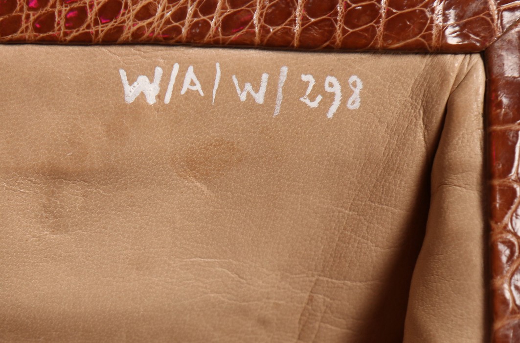 The Duchess of Windsor's brown alligator handbag, probably Ferest, 1950s, - Image 6 of 7