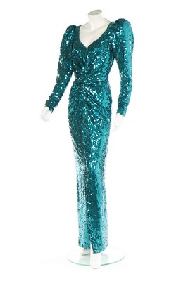 Princess Diana's Catherine Walker sea-green sequined evening gown, - Image 7 of 16