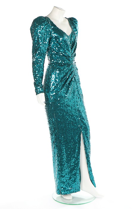 Princess Diana's Catherine Walker sea-green sequined evening gown, - Image 2 of 16