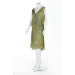 A beaded green chiffon flapper dress, late 1920s,