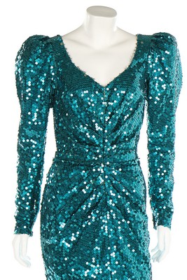 Princess Diana's Catherine Walker sea-green sequined evening gown, - Image 3 of 16