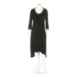 A Paul Poiret couture black cotton velvet dress, circa 1926-8, large woven label,