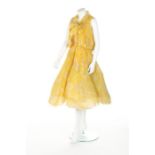 A Lanvin Castillo couture yellow printed organza cocktail dress, circa 1956,