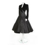 A Maggy Rouff couture black velvet and taffeta evening gown, late 40s-early 50s, large woven label,