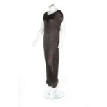 A Mariano Fortuny steel-grey pleated silk Delphos gown, 1920-30, signed in the shoulder selvedge,