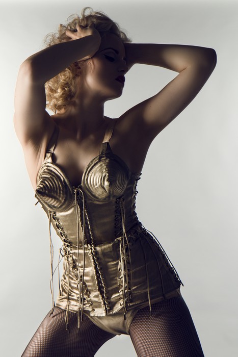 A fine Jean Paul Gaultier gold lamé stage ensemble designed for Madonna's 'Blond Ambition' tour, - Image 18 of 18