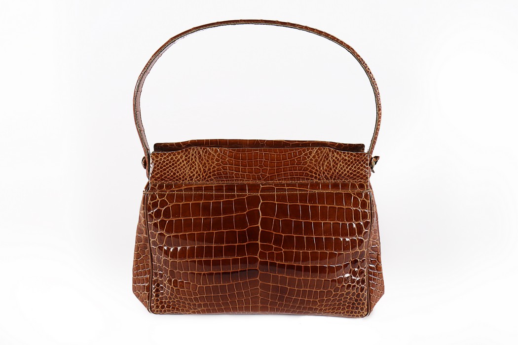 The Duchess of Windsor's brown alligator handbag, probably Ferest, 1950s,