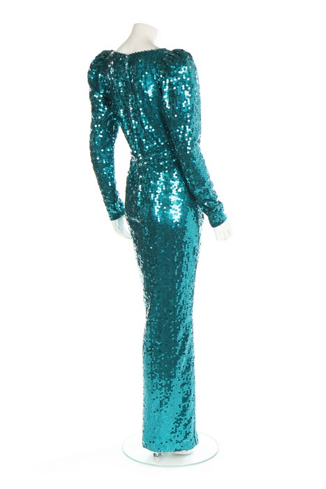 Princess Diana's Catherine Walker sea-green sequined evening gown, - Image 6 of 16