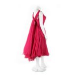 A fine Jean Dessès couture cocktail dress, circa 1959, un-labelled, of deep fuchsia-pink chiffon,