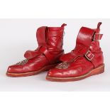 A pair of Westwood/McLaren 'Seditionaries' red leather boots, circa 1979,
