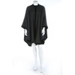 An Yves Saint Laurent black mohair and velvet edged cape, circa 1965,