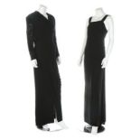 A Gilbert Adrian couture black crepe evening gown, early 1940s, Custom label and client name J.S.