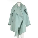 A Claude Montana peppermint-green wool coat, late 1980s, labelled and size 40,