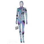 A Pucci printed jersey hooded catsuit, 1970s, labelled, integral gloves and feet, zip-fronted,