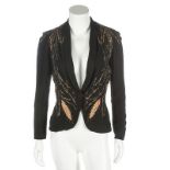 A black rayon crêpe evening jacket, probably Francevramant, circa 1936,