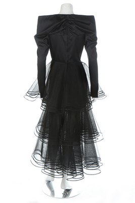 A Nina Ricci couture black satin gown, 1980s, labelled, with tiered tulle skirt, - Image 4 of 7