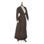 A Maison Rouff brown and black checked taffeta day dress, circa 1910,
