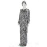 A Yuki for Rembrandt printed chiffon kaftan dress with turban, mid 1970s, labelled,