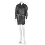 A Gianni Versace black leather suit, circa 1989, labelled,
