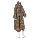 A fine Bill Gibb knitted kimono coat with matching scarf,