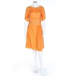 A Paquin couture orange muslin smock-style summer dress, mid 1920s,