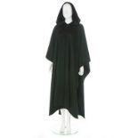 An Yves Saint Laurent dark green wool cape, 1970s, Rive Gauche labelled and size 38,