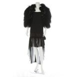 An Yves Saint Laurent Rive Gauche feather bolero and cloqué silk cocktail dress, late 80s-early 90s,