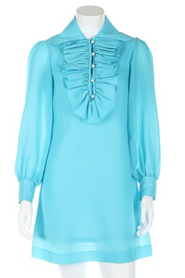 A Twiggy boutique duck-egg blue synthetic mini dress, 1967-1970, labelled,