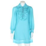 A Twiggy boutique duck-egg blue synthetic mini dress, 1967-1970, labelled,