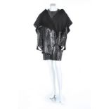 A Paco Rabanne black silver chequered wool shift dress and coat, Autumn-Winter, 1991-92, labelled,
