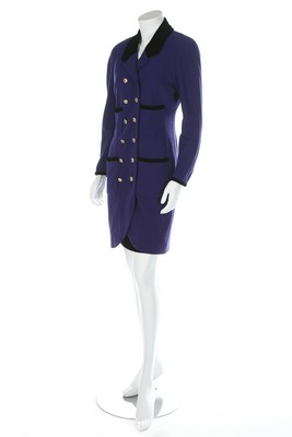A Chanel boutique purple wool coat-dress, late 1980s, labelled and size 38, - Image 2 of 7