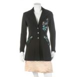 An Ossie Clark black crepe jacket, circa 1975, labelled and size 12, with sequin appliqué to front,