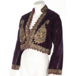 An embroidered purple velvet jacket, Balkan Ottoman, late 19th century,