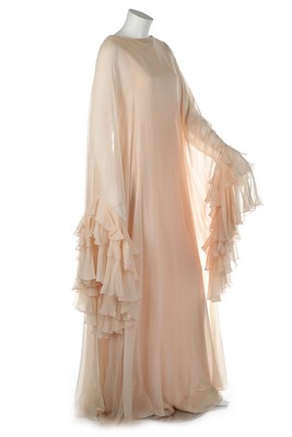 A Stavropoulos couture oyster chiffon kaftan, late 1960s-early 1970s, labelled,