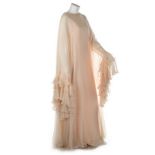 A Stavropoulos couture oyster chiffon kaftan, late 1960s-early 1970s, labelled,