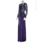 A Loris Azzaro purple lurex and chain-fringed evening ensemble, late 1970s, labelled,