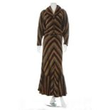 A rare Rae Spencer Cullen/Miss Mouse striped chenille maxi suit, early circa 1973,