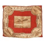 A cotton handkerchief printed with probably Henson's patented flying machine of 1842,