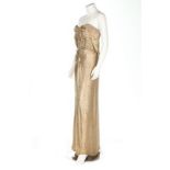 A Juliette Verneuil gold lame 'goddess' dress, circa 1949-50,