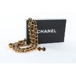 A Chanel gilt chain belt woven with leather, 2009, signed,