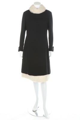 A Sorelle Fontana black wool and Persian lamb ensemble, late 1960s, labelled,