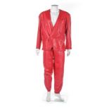 A Claude Montana man's hot-pink leather suit, circa 1985, labelled 'Pour Ideal Cuir',
