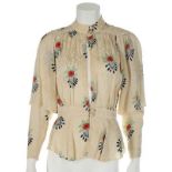 An Ossie Clark for Radley satin crepe printed blouse, mid 1970s, labelled,