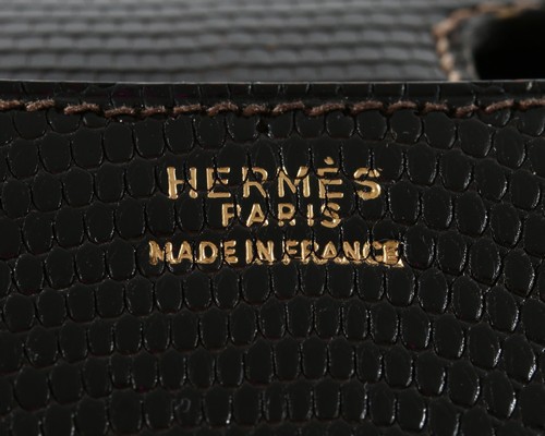 An Hermès dark brown lizard 'Constance' bag, 1980s, Varanus Salvator, stamped to the interior, - Image 4 of 8