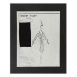 Four Robert Piguet pencil fashion sketches, 1950-51, two showing 'Atout Coeur', Hiver,