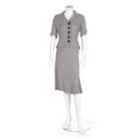 A Lanvin couture printed jersey day ensemble, circa 1932, large square woven label,