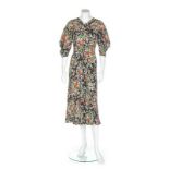 A Jeanne Lanvin couture floral printed silk day dress, Summer, 1935, large woven dated label,