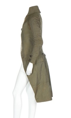 A young man's striped black and yellow silk tailcoat, circa 1790-1800, with high stand collar, - Image 2 of 8